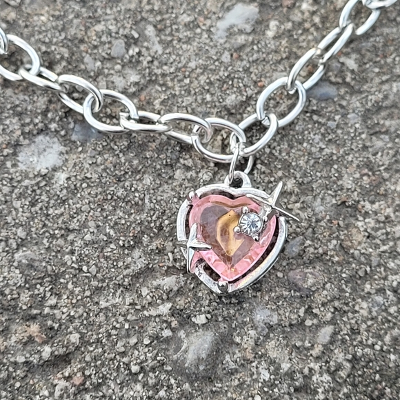Pink Heart Crystal Necklace - Picture 2 of 4